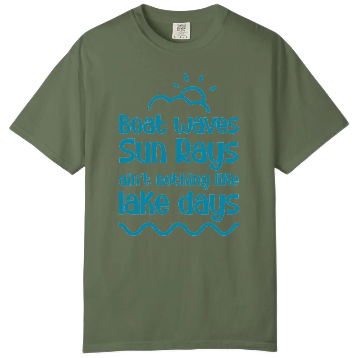 Boat Waves Sun Rays Lake Days Comfort Color in Sage