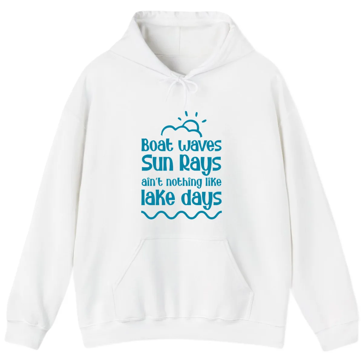 Boat Waves Sun Rays Lake Days Hoodie in White