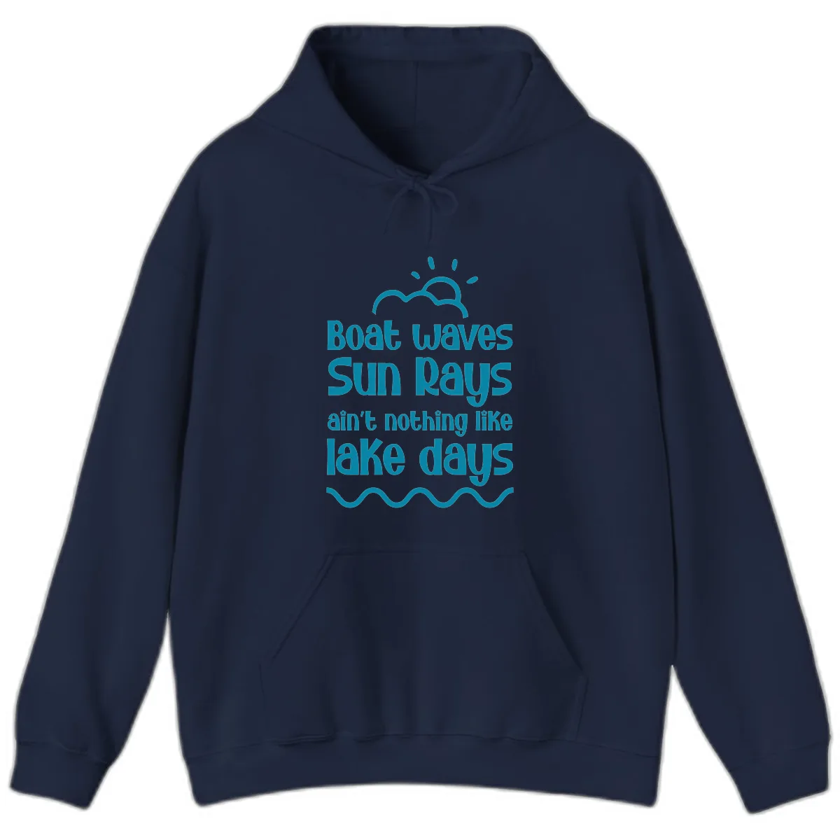 Boat Waves Sun Rays Lake Days Hoodie in Navy