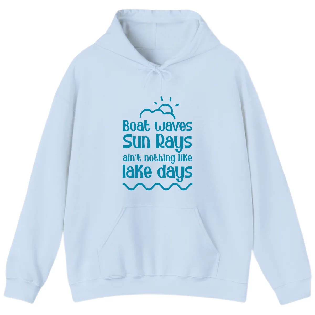 Boat Waves Sun Rays Lake Days Hoodie in Light Blue