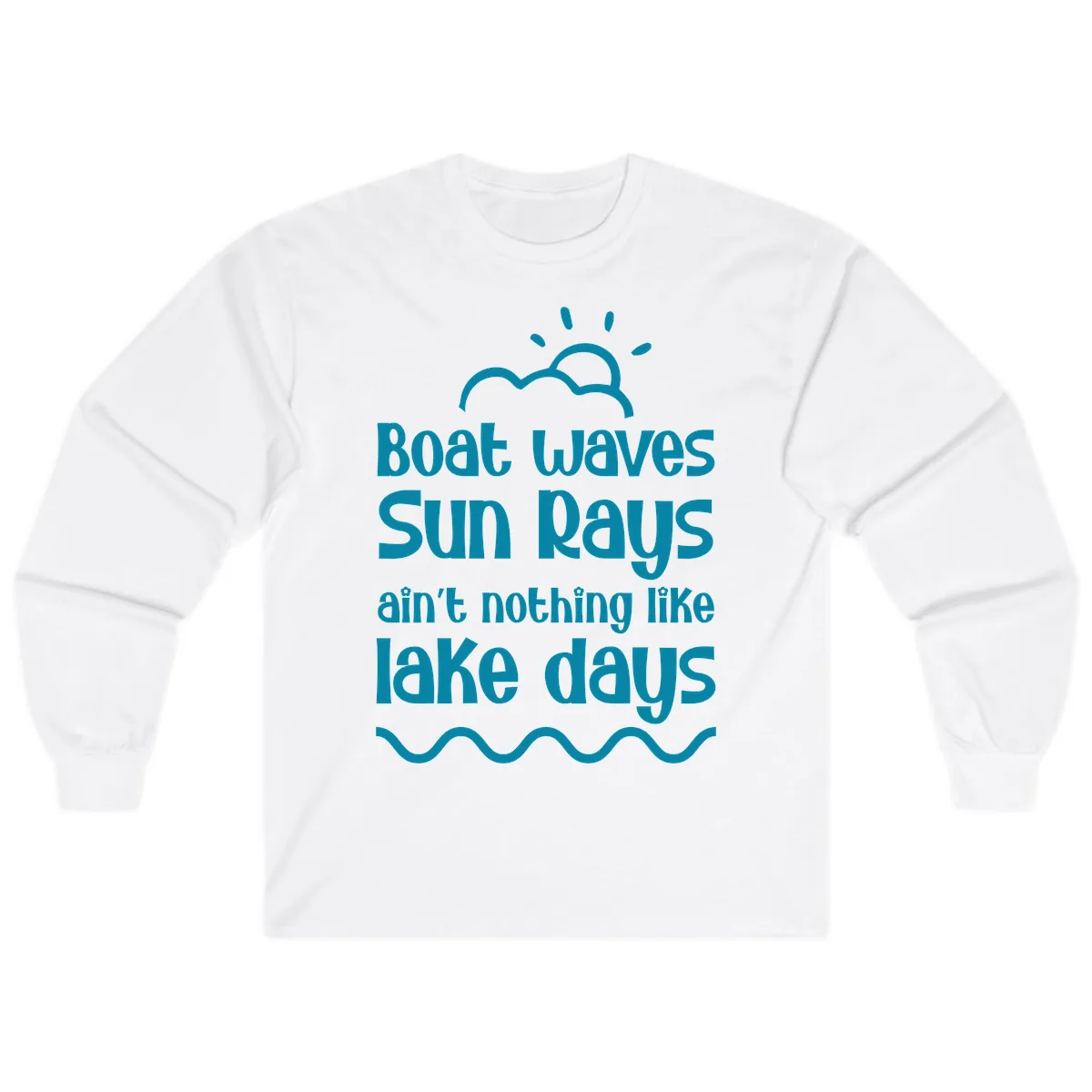 Boat Waves Sun Rays Lake Days Long Sleeve in White