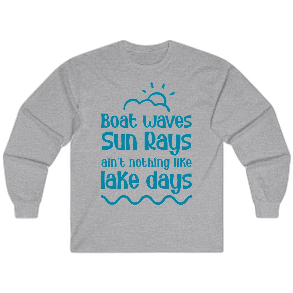 Boat Waves Sun Rays Lake Days Long Sleeve in Sport Grey