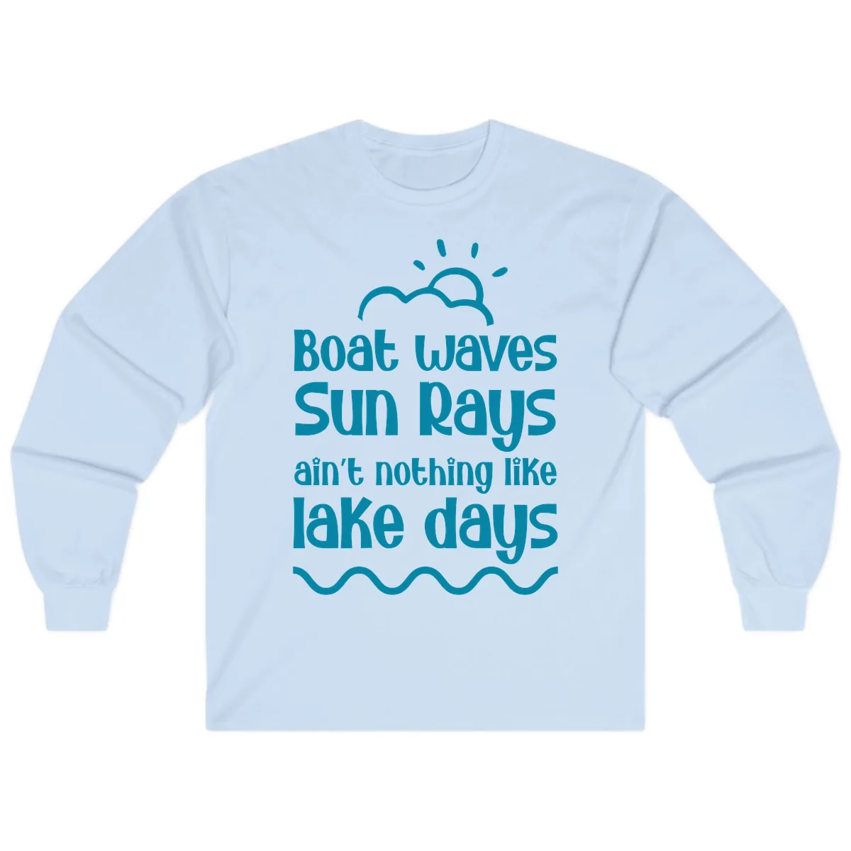 Boat Waves Sun Rays Lake Days Long Sleeve in Light Blue