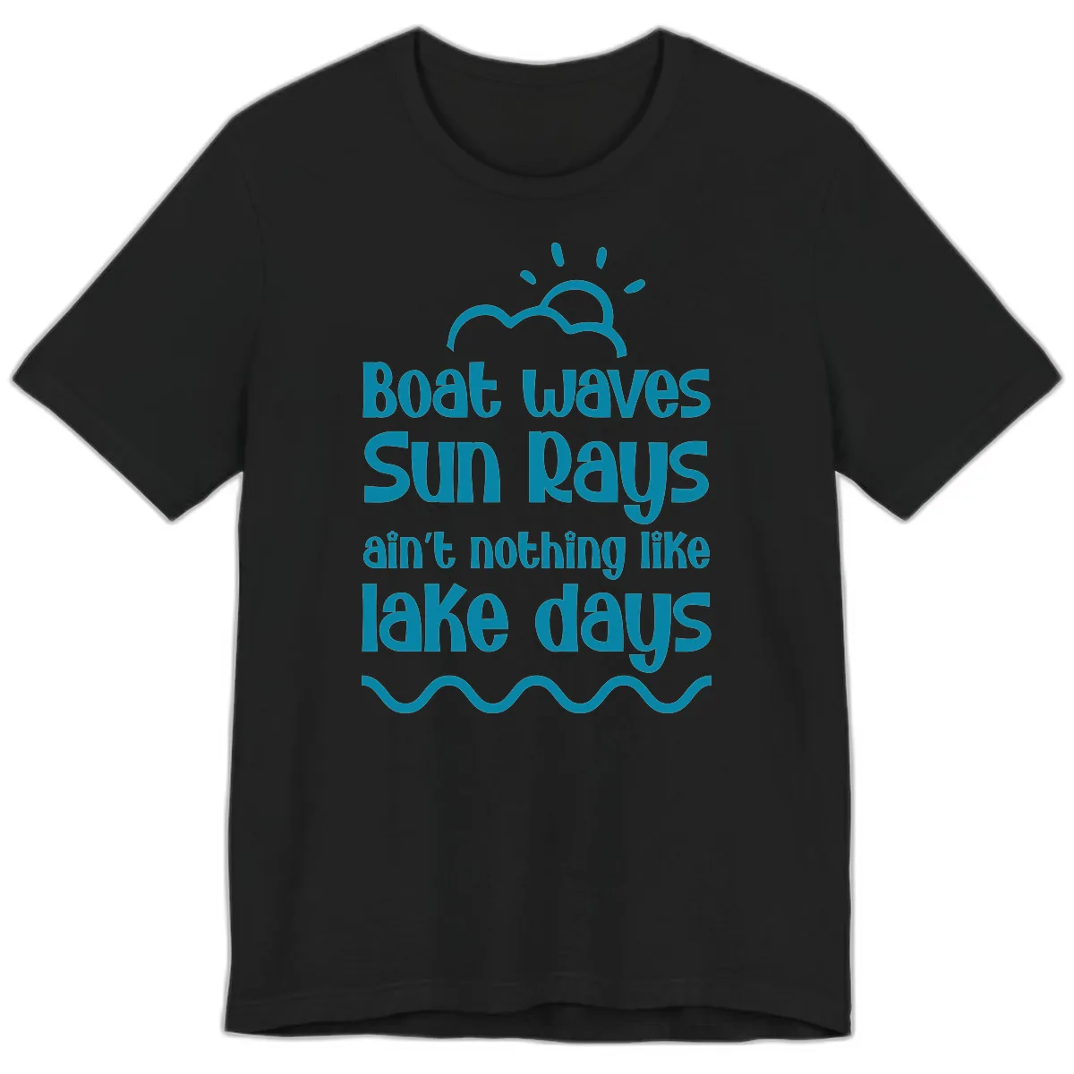 Boat Waves Sun Rays Lake Days Premium T-Shirt in Black