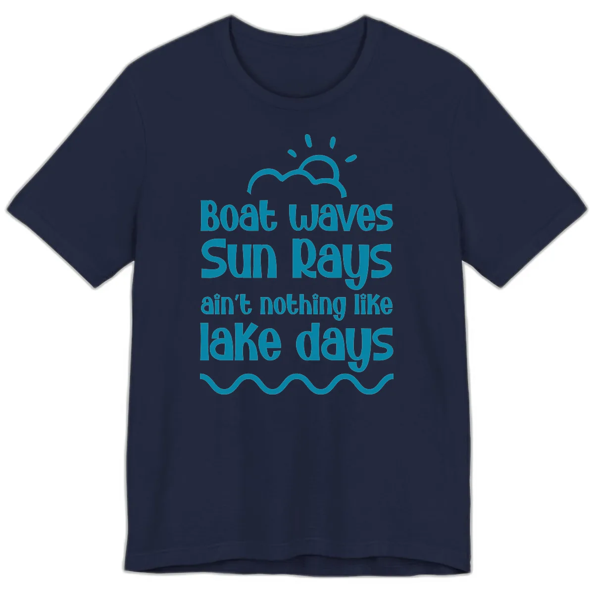 Boat Waves Sun Rays Lake Days Premium T-Shirt in Navy