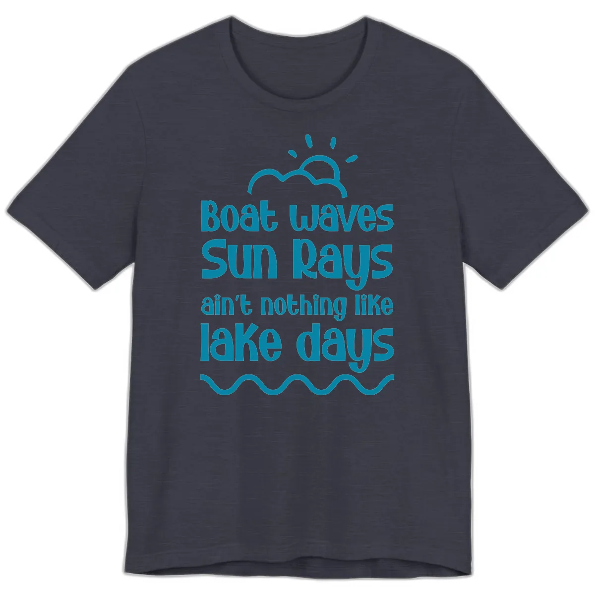 Boat Waves Sun Rays Lake Days Premium T-Shirt in Heather Midnight Navy