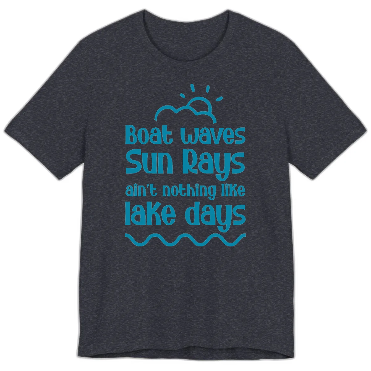 Boat Waves Sun Rays Lake Days Premium T-Shirt in Heather Navy