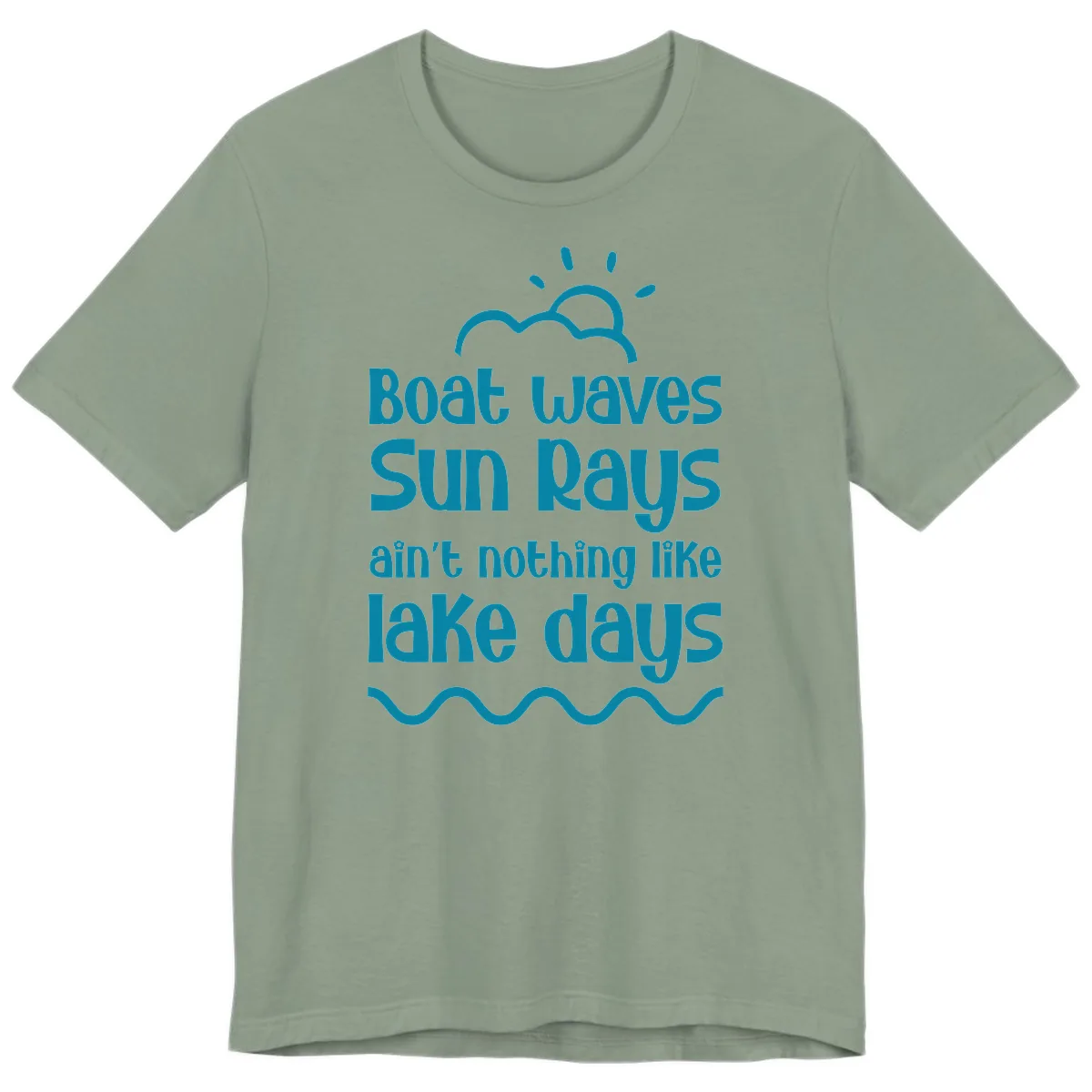 Boat Waves Sun Rays Lake Days Premium T-Shirt in Sage
