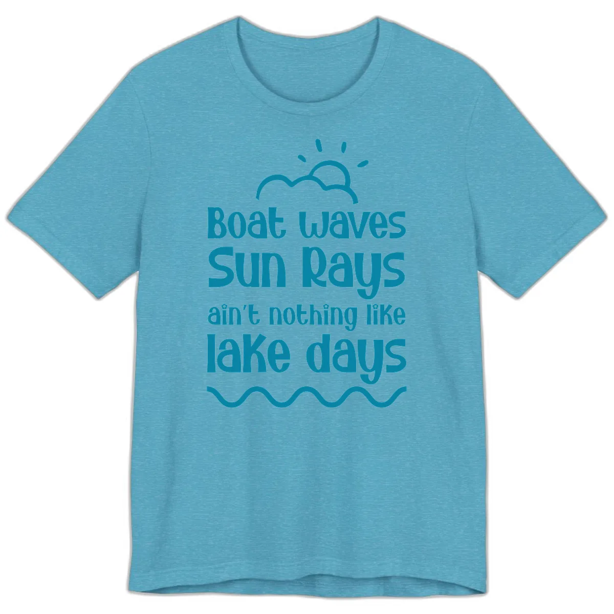 Boat Waves Sun Rays Lake Days Premium T-Shirt in Heather Aqua