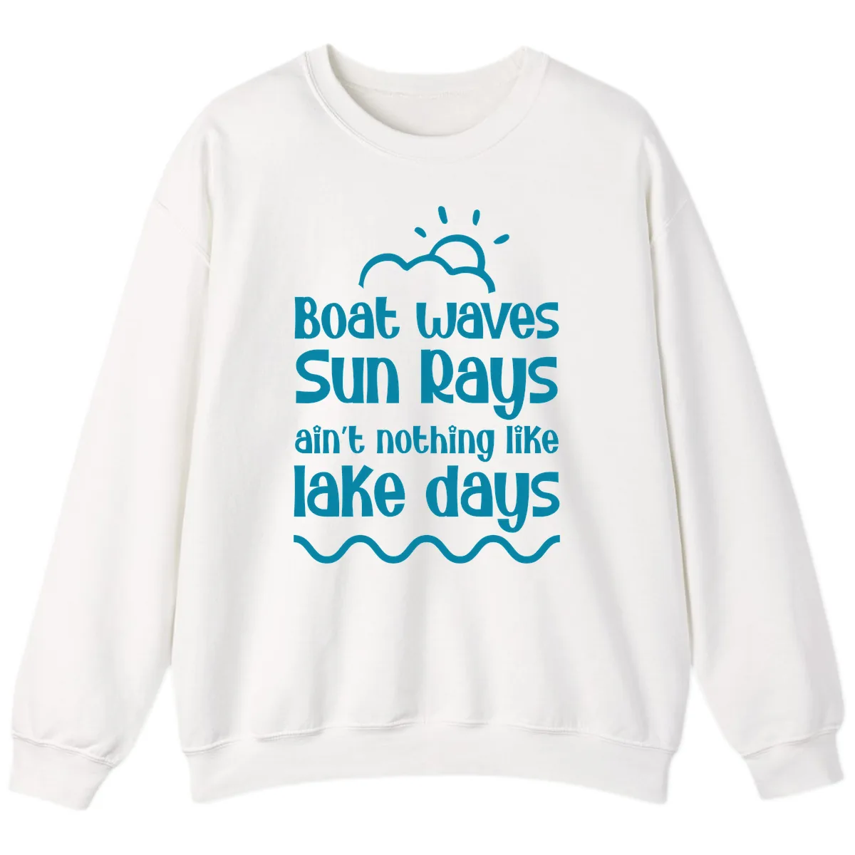 Boat Waves Sun Rays Lake Days Sweatshirt in White