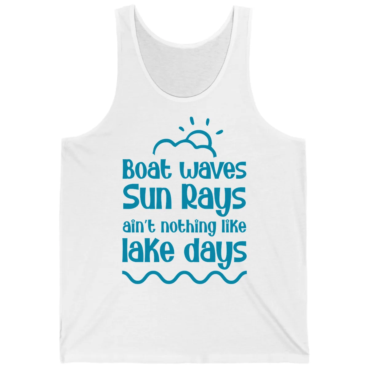Boat Waves Sun Rays Lake Days Tank in White