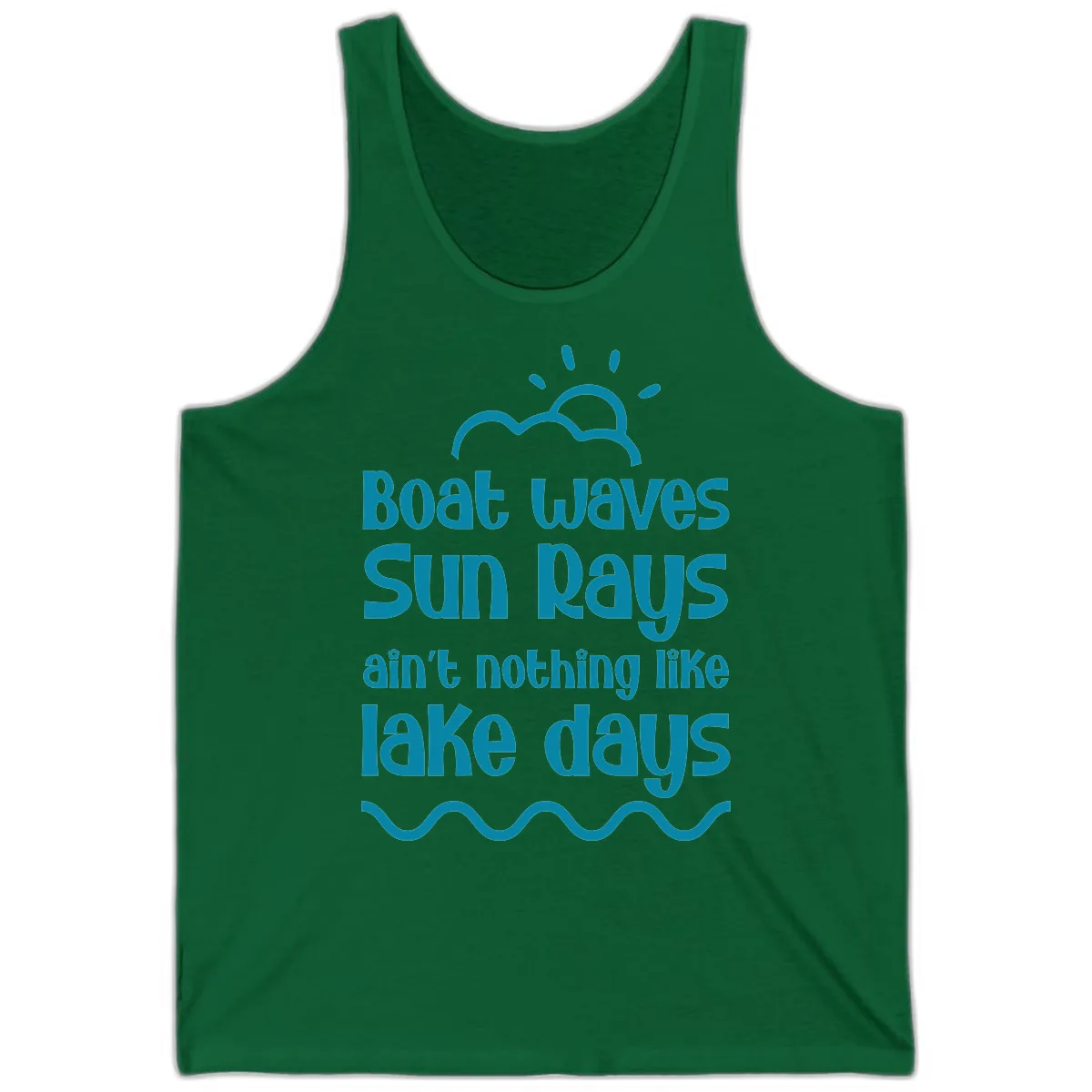 Boat Waves Sun Rays Lake Days Tank in Kelly
