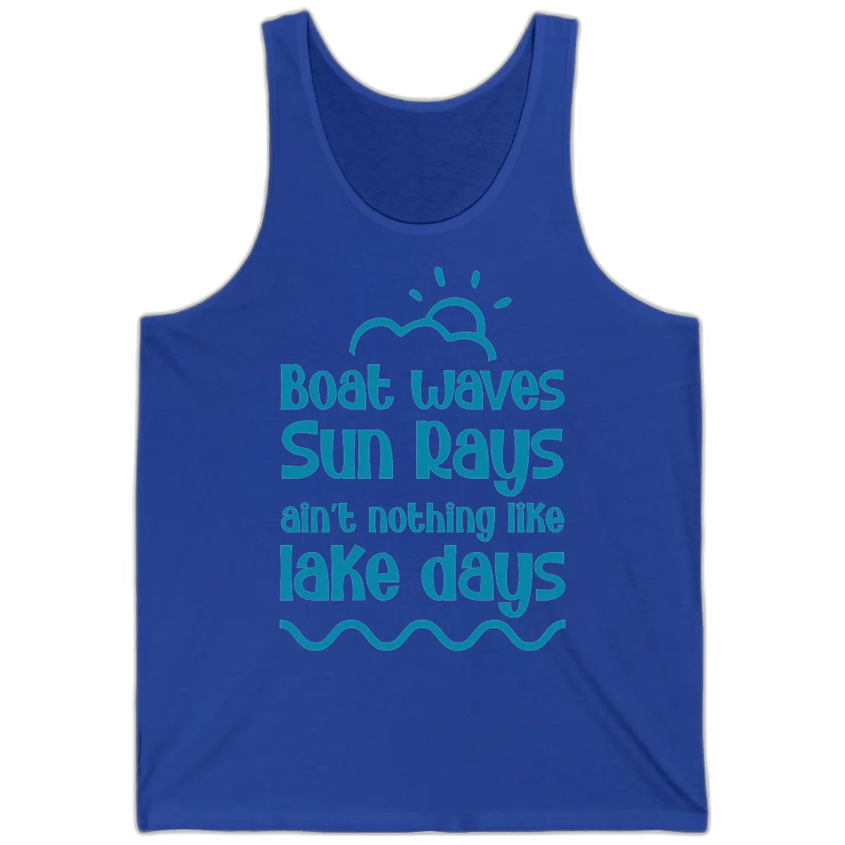 Boat Waves Sun Rays Lake Days Tank in True Royal