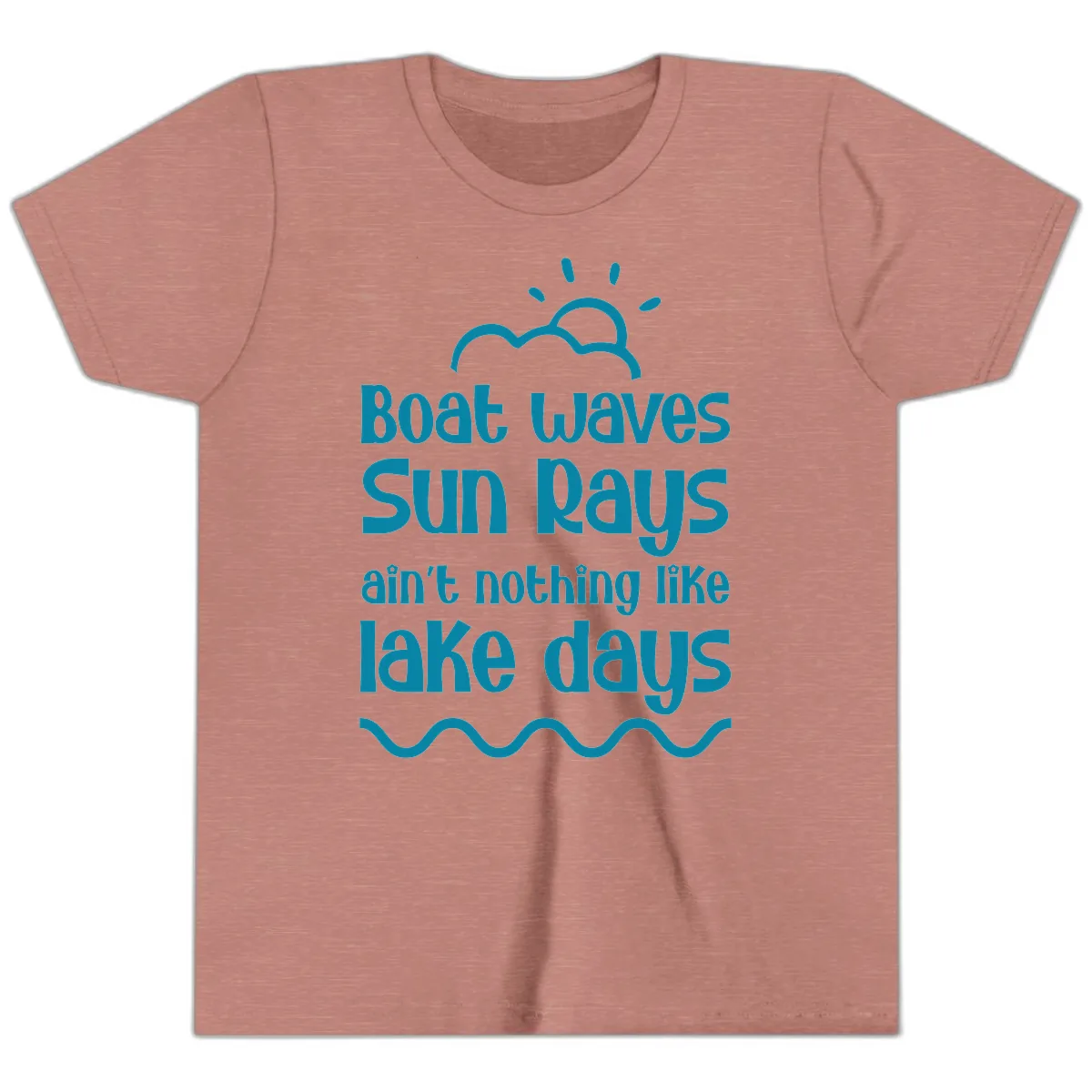 Boat Waves Sun Rays Lake Days Youth T-Shirt in Heather Mauve