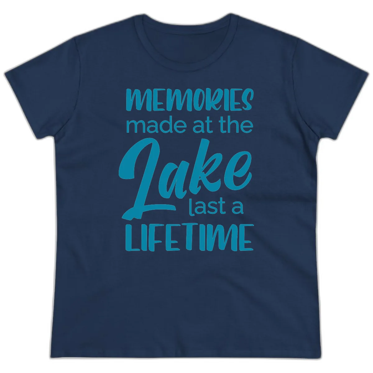 Memories Made at the Lake Last a Lifetime Ladies Tee in Navy