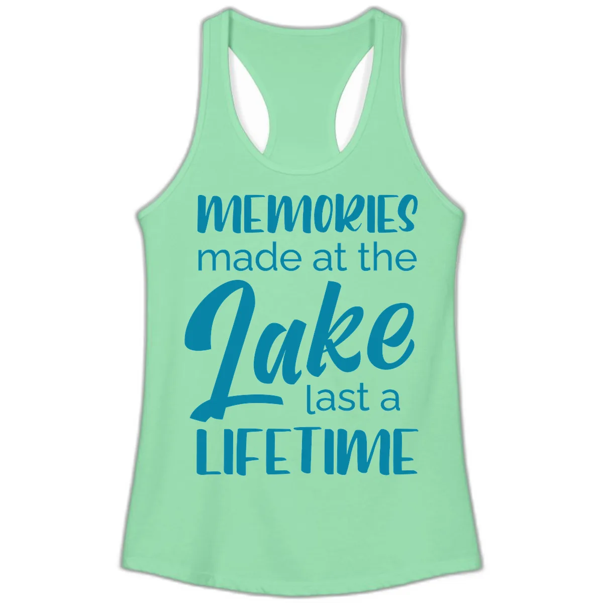 Memories Made at the Lake Last a Lifetime Ladies Tank in Solid Mint
