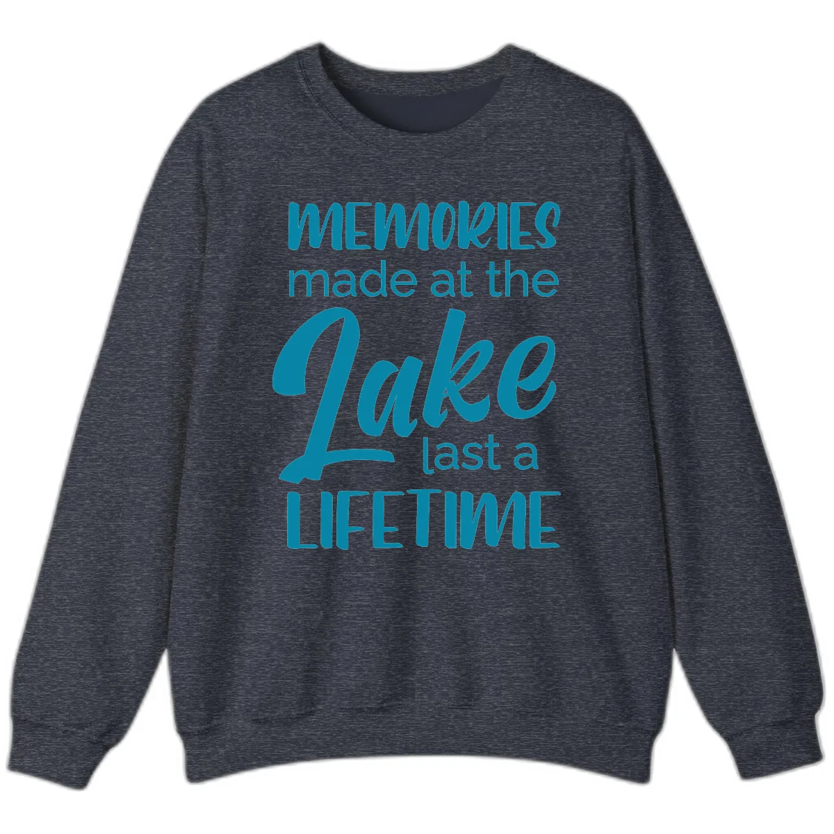 Memories Made at the Lake Last a Lifetime Sweatshirt in Heather Sport Dark Navy