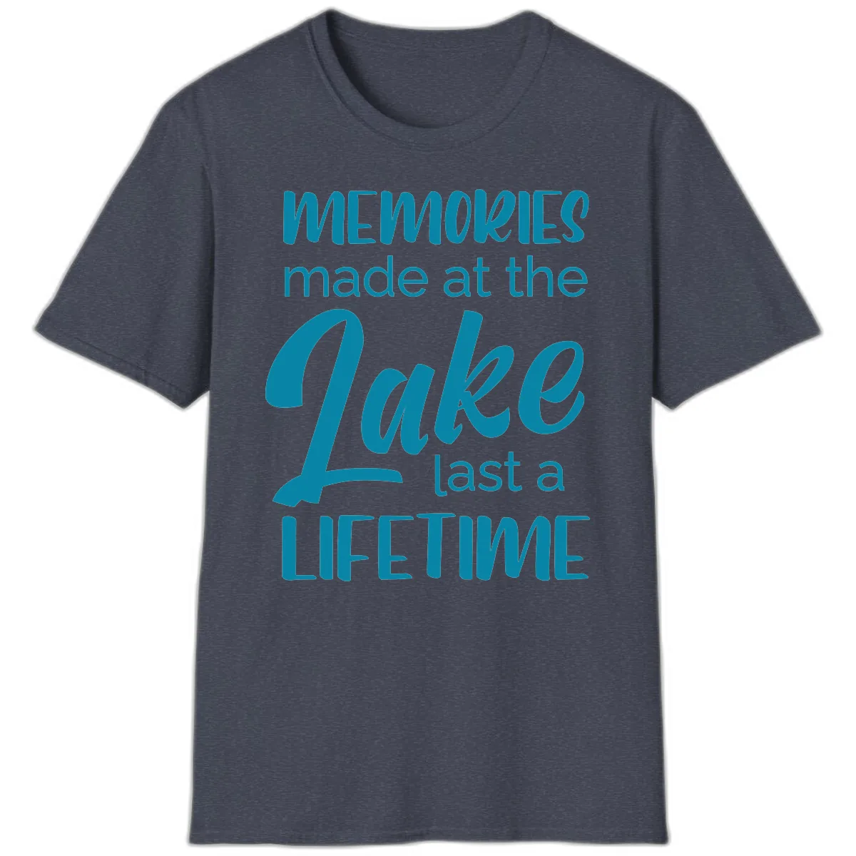 Memories Made at the Lake Last a Lifetime T-Shirt in Heather Navy