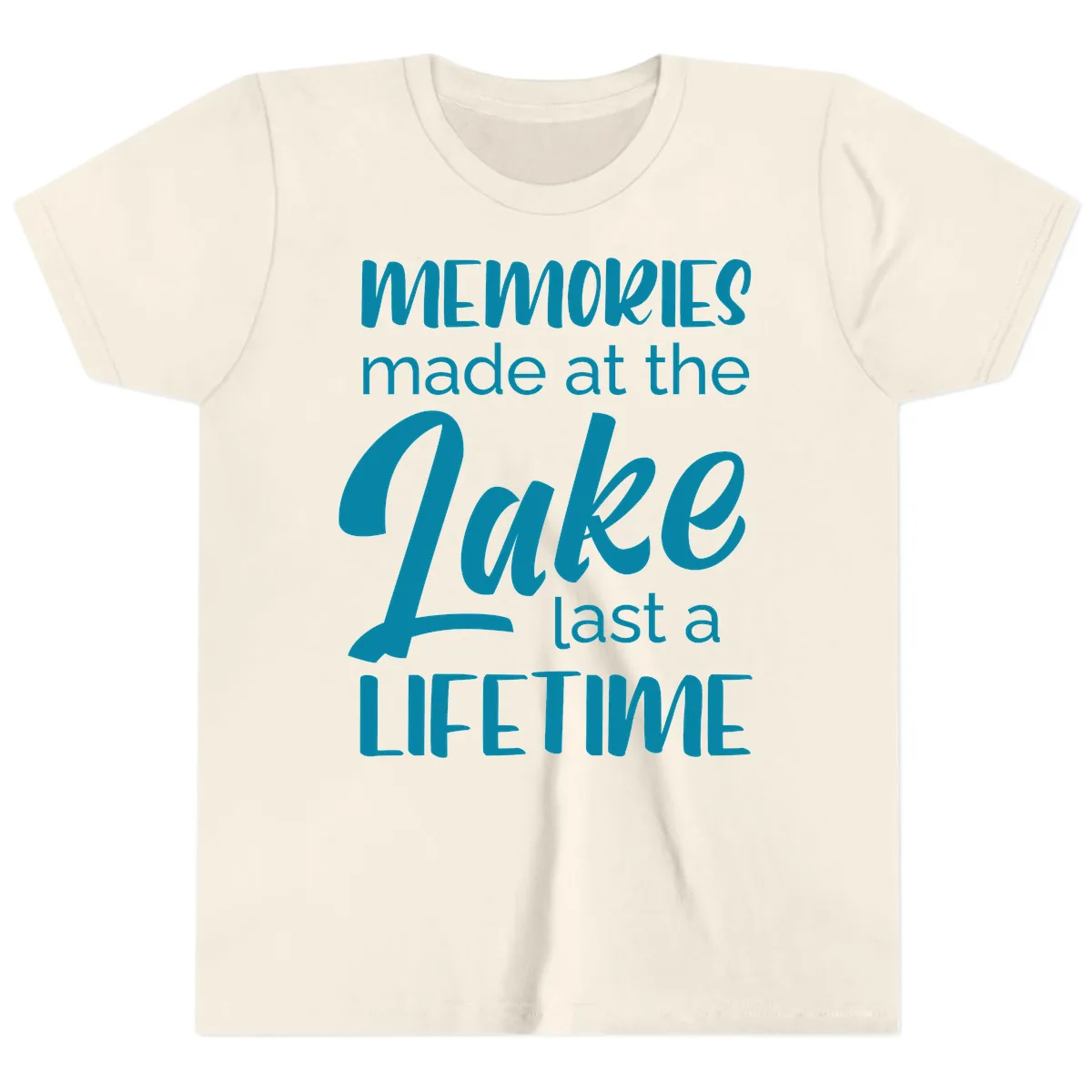 Memories Made at the Lake Last a Lifetime Youth T-Shirt in Natural