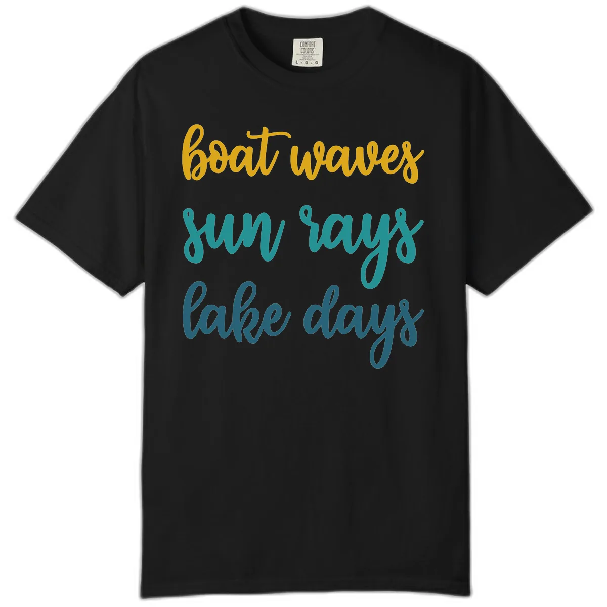 Boat Waves Sun Rays Lake Days Comfort Color in Black
