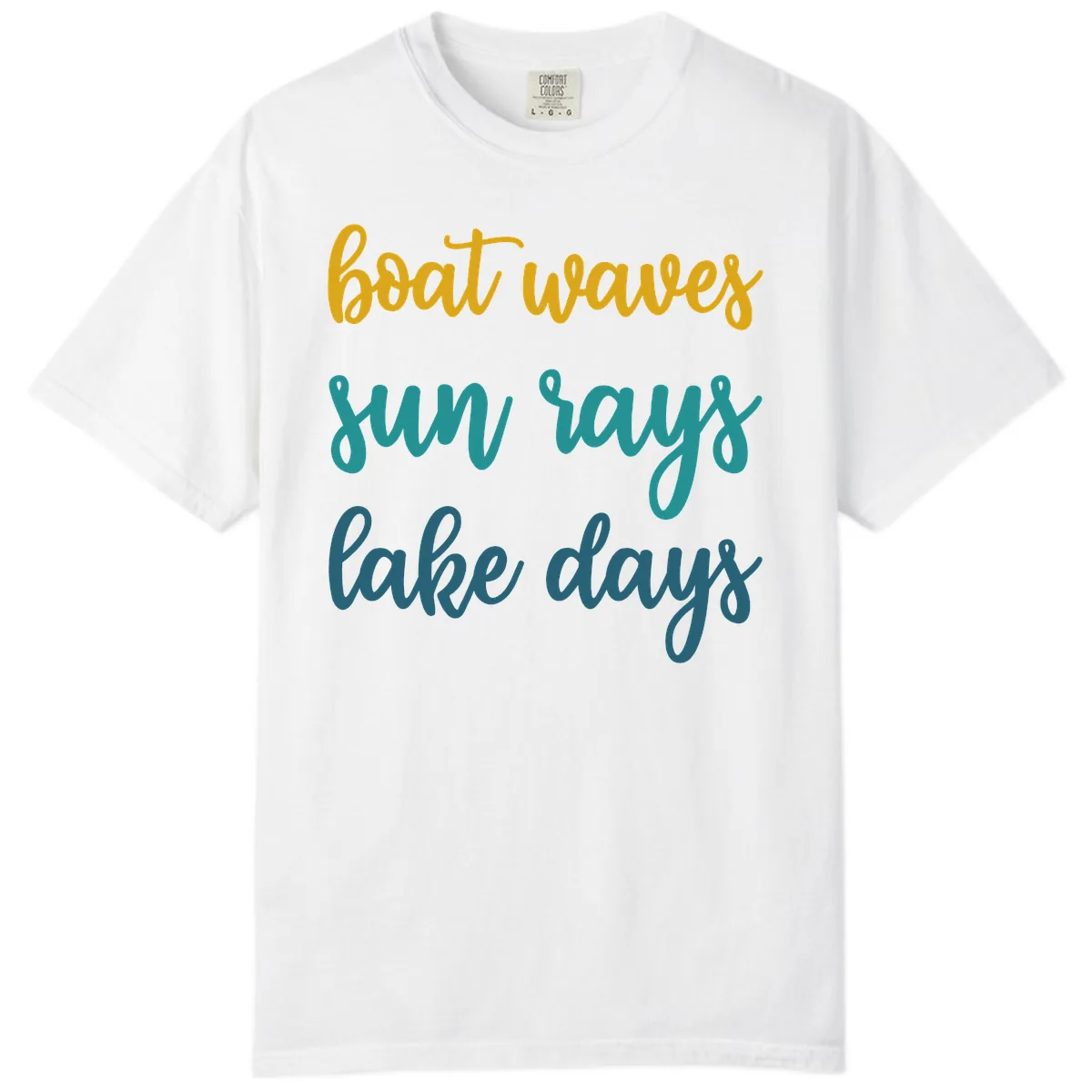 Boat Waves Sun Rays Lake Days Comfort Color in White