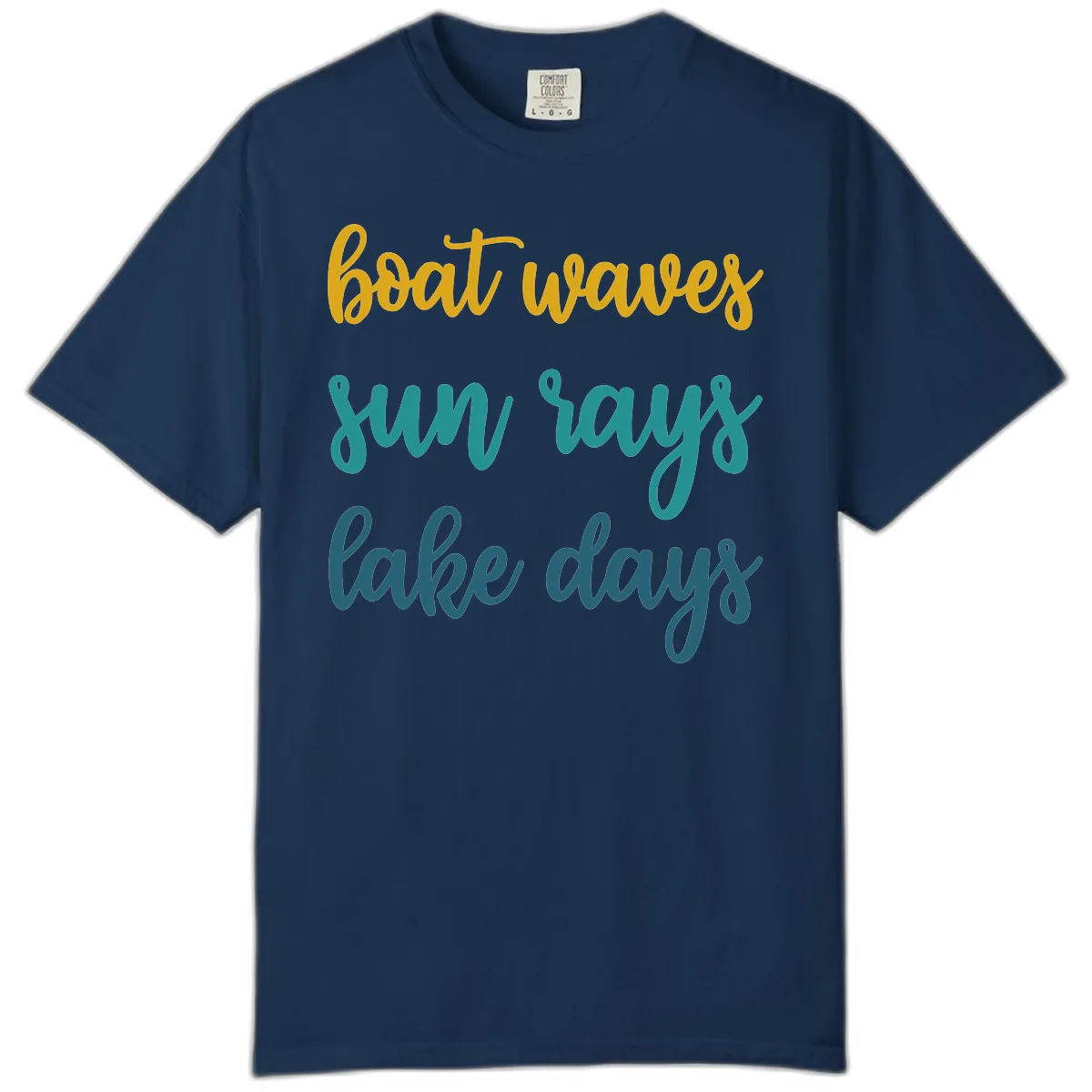 Boat Waves Sun Rays Lake Days Comfort Color in Navy