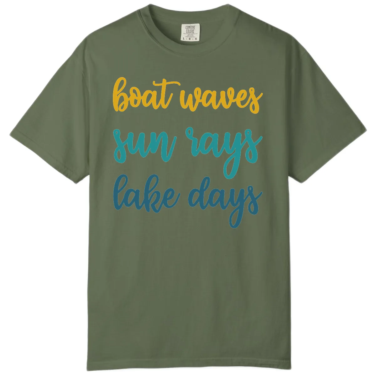 Boat Waves Sun Rays Lake Days Comfort Color in Sage
