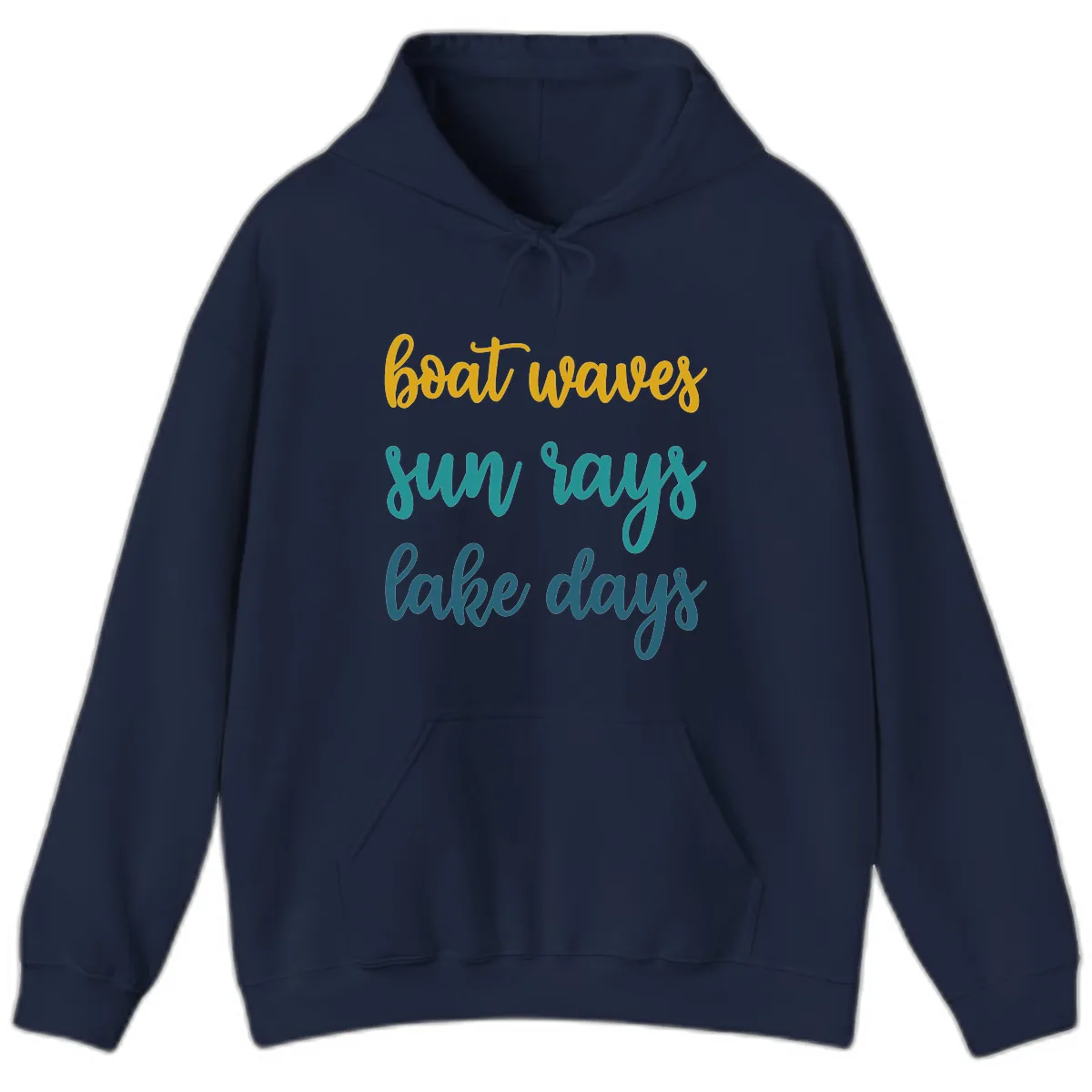 Boat Waves Sun Rays Lake Days Hoodie in Navy