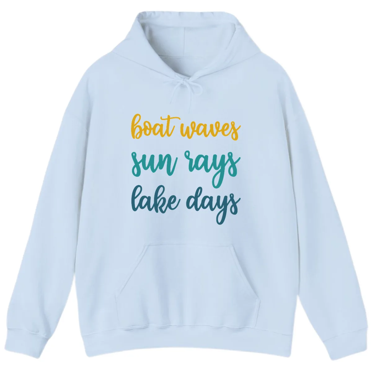 Boat Waves Sun Rays Lake Days Hoodie in Light Blue