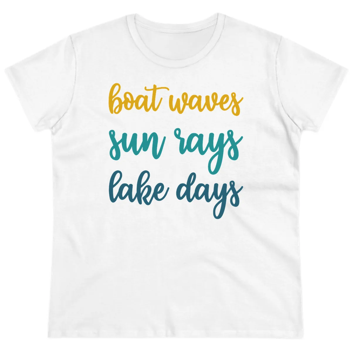 Boat Waves Sun Rays Lake Days Ladies Tee in White