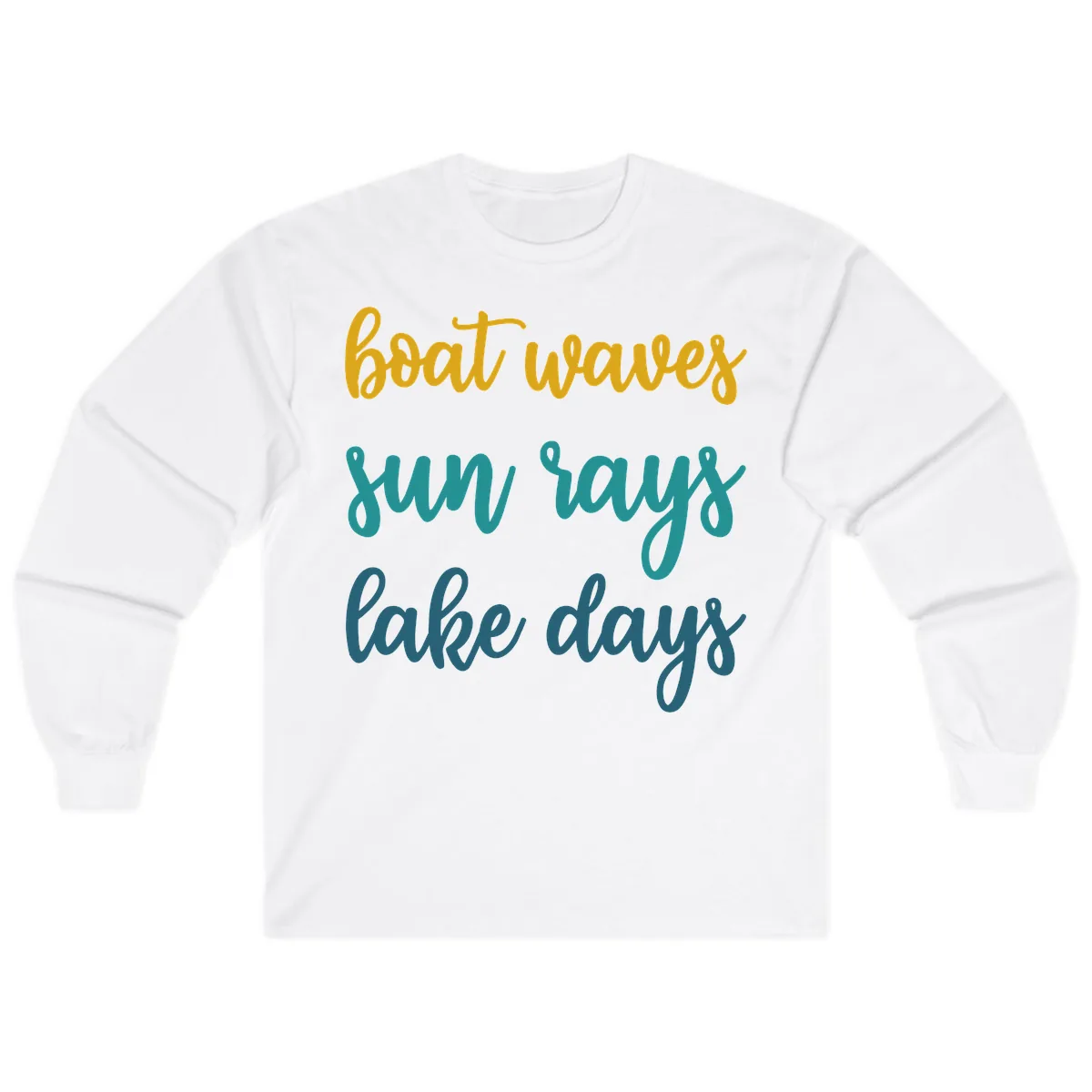 Boat Waves Sun Rays Lake Days Long Sleeve in White