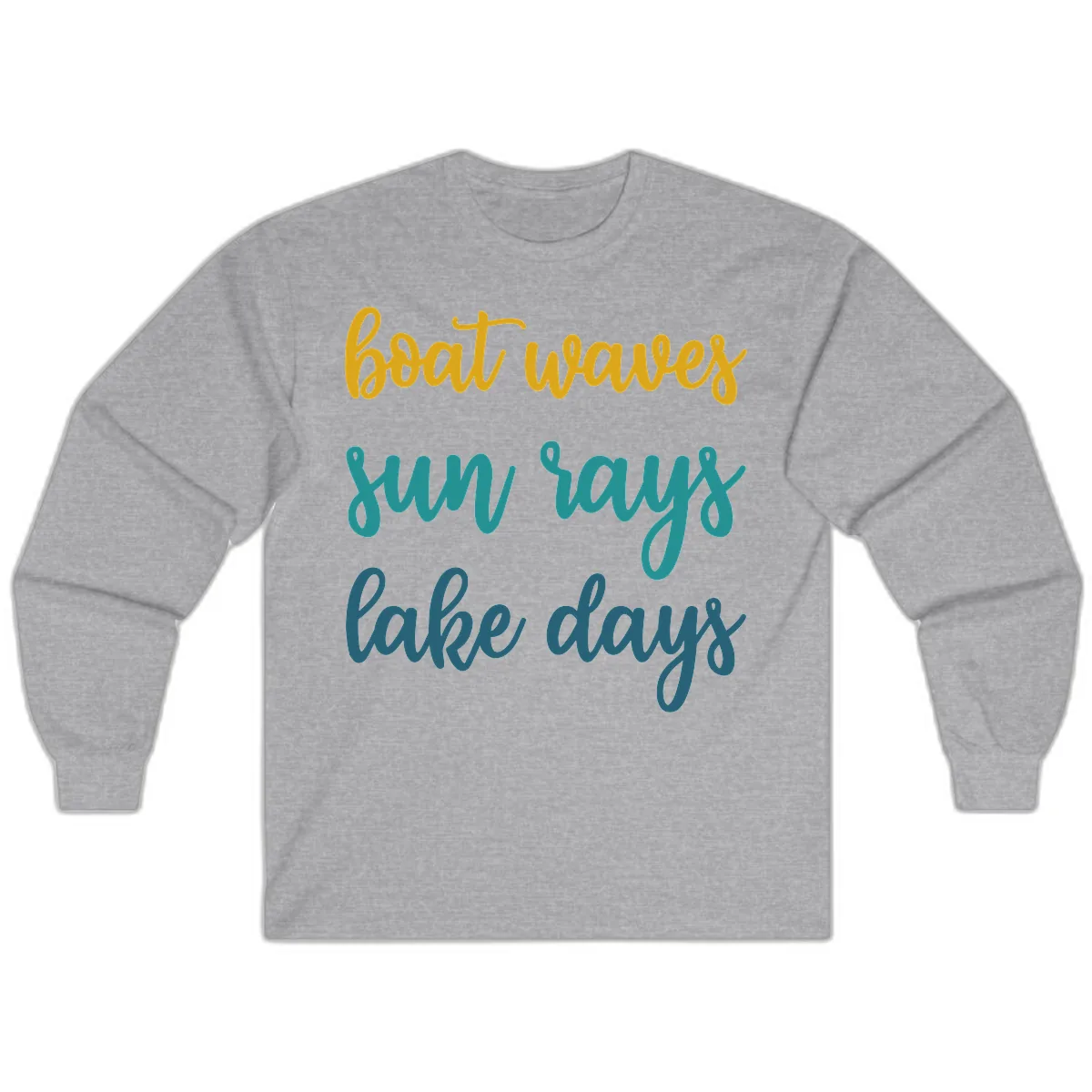 Boat Waves Sun Rays Lake Days Long Sleeve in Sport Grey