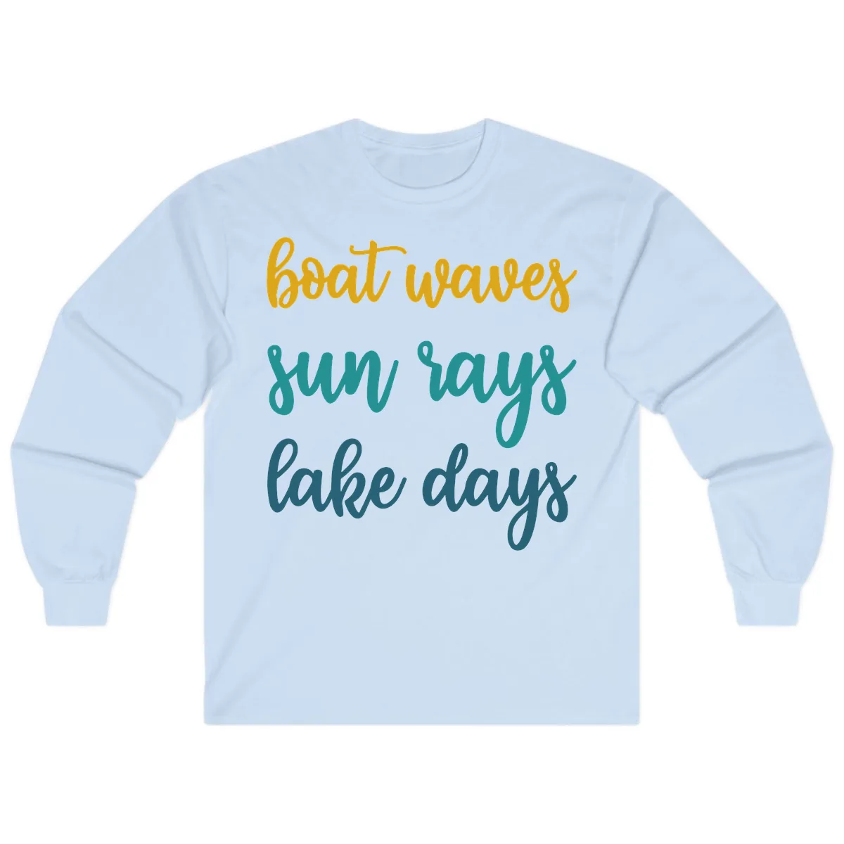 Boat Waves Sun Rays Lake Days Long Sleeve in Light Blue