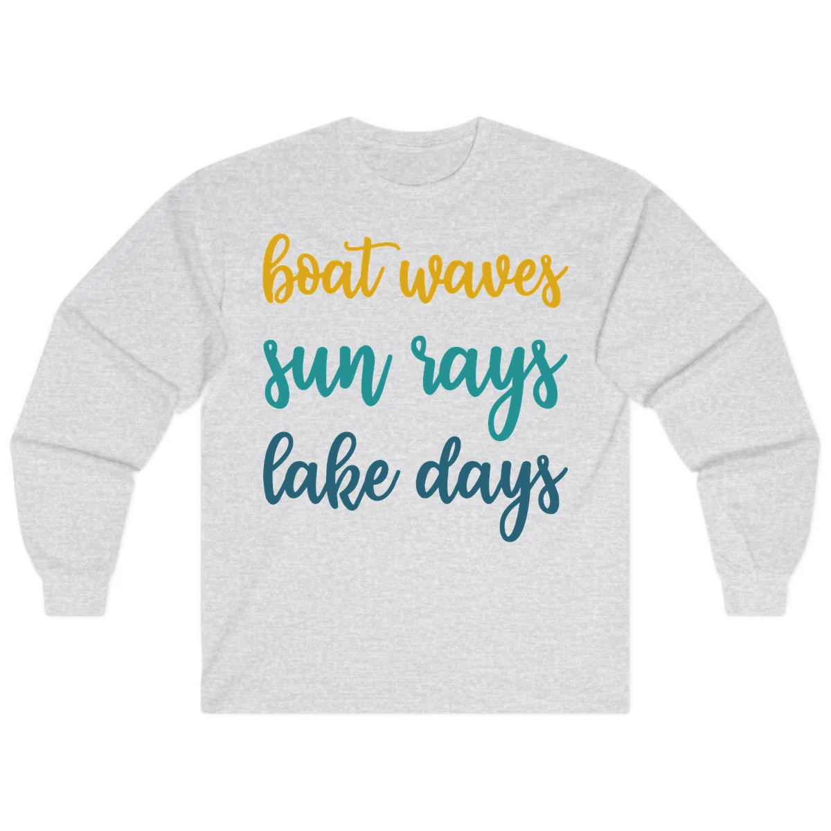 Boat Waves Sun Rays Lake Days Long Sleeve in Ash
