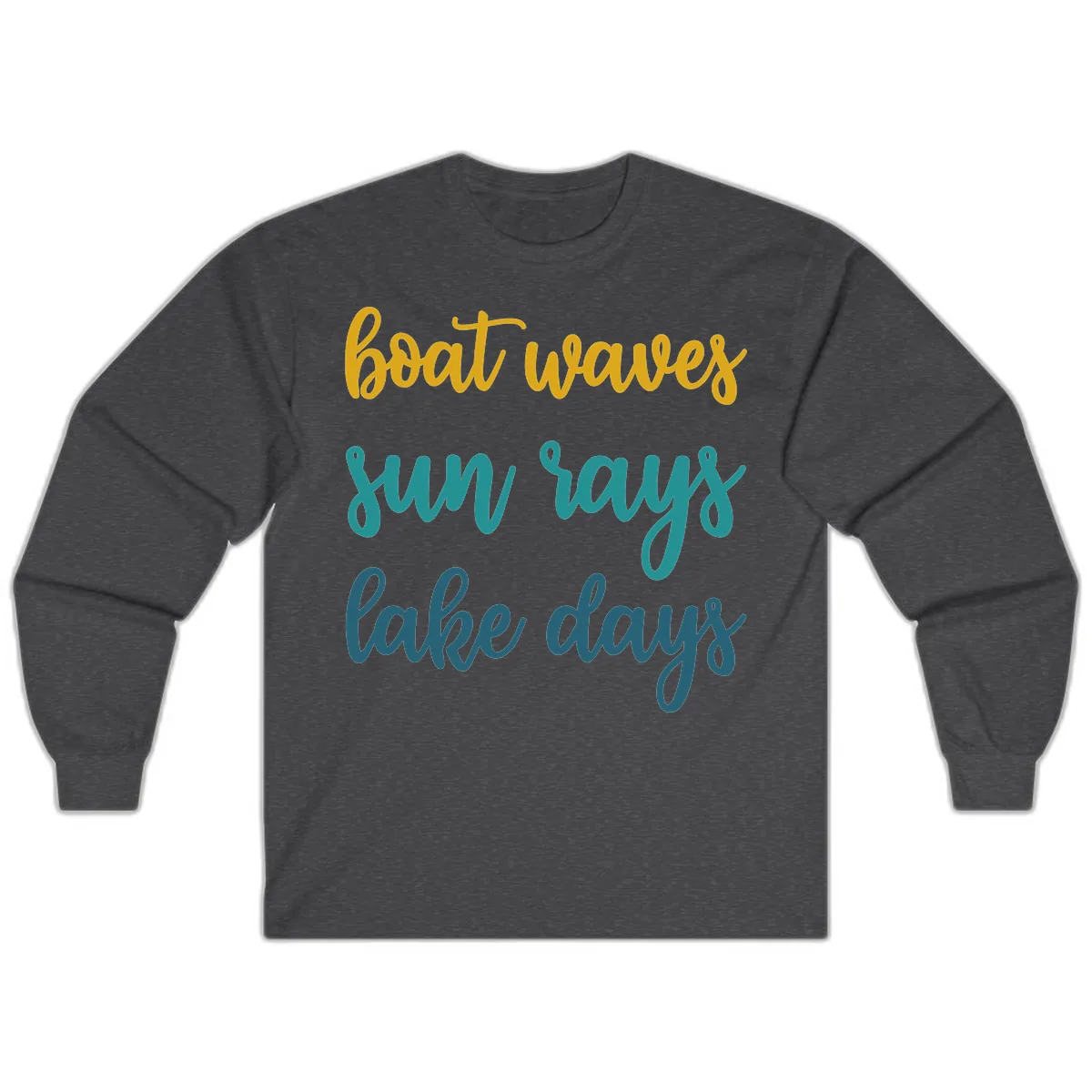 Boat Waves Sun Rays Lake Days Long Sleeve in Dark Heather