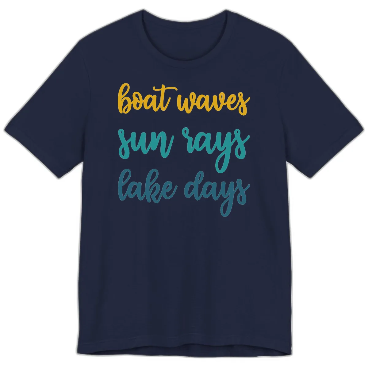 Boat Waves Sun Rays Lake Days Premium T-Shirt in Navy