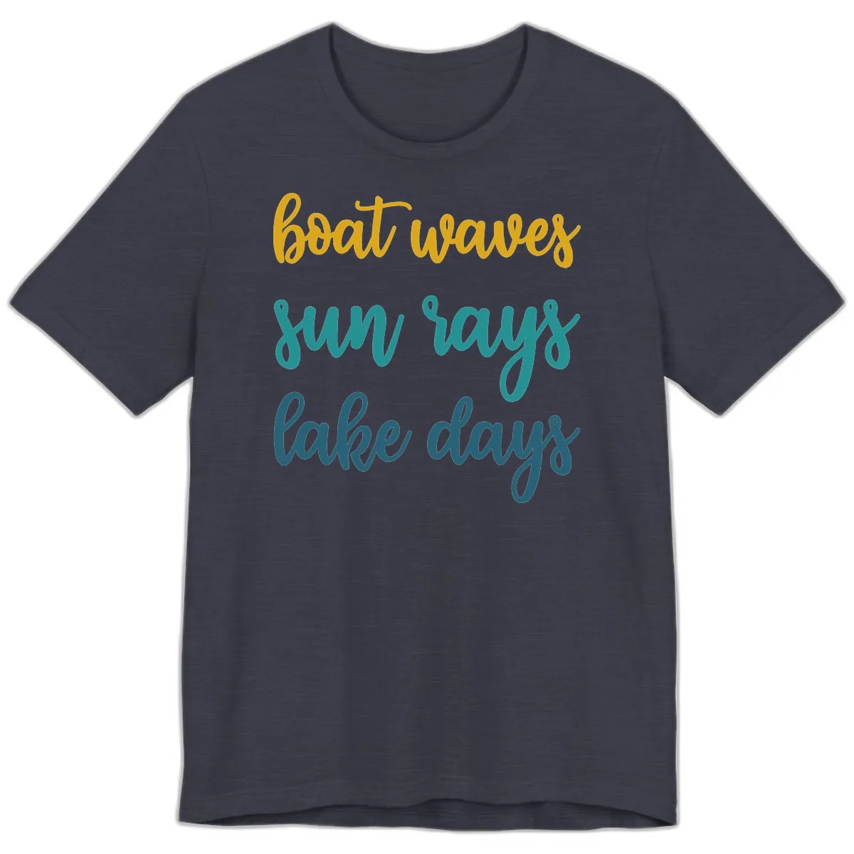 Boat Waves Sun Rays Lake Days Premium T-Shirt in Heather Midnight Navy