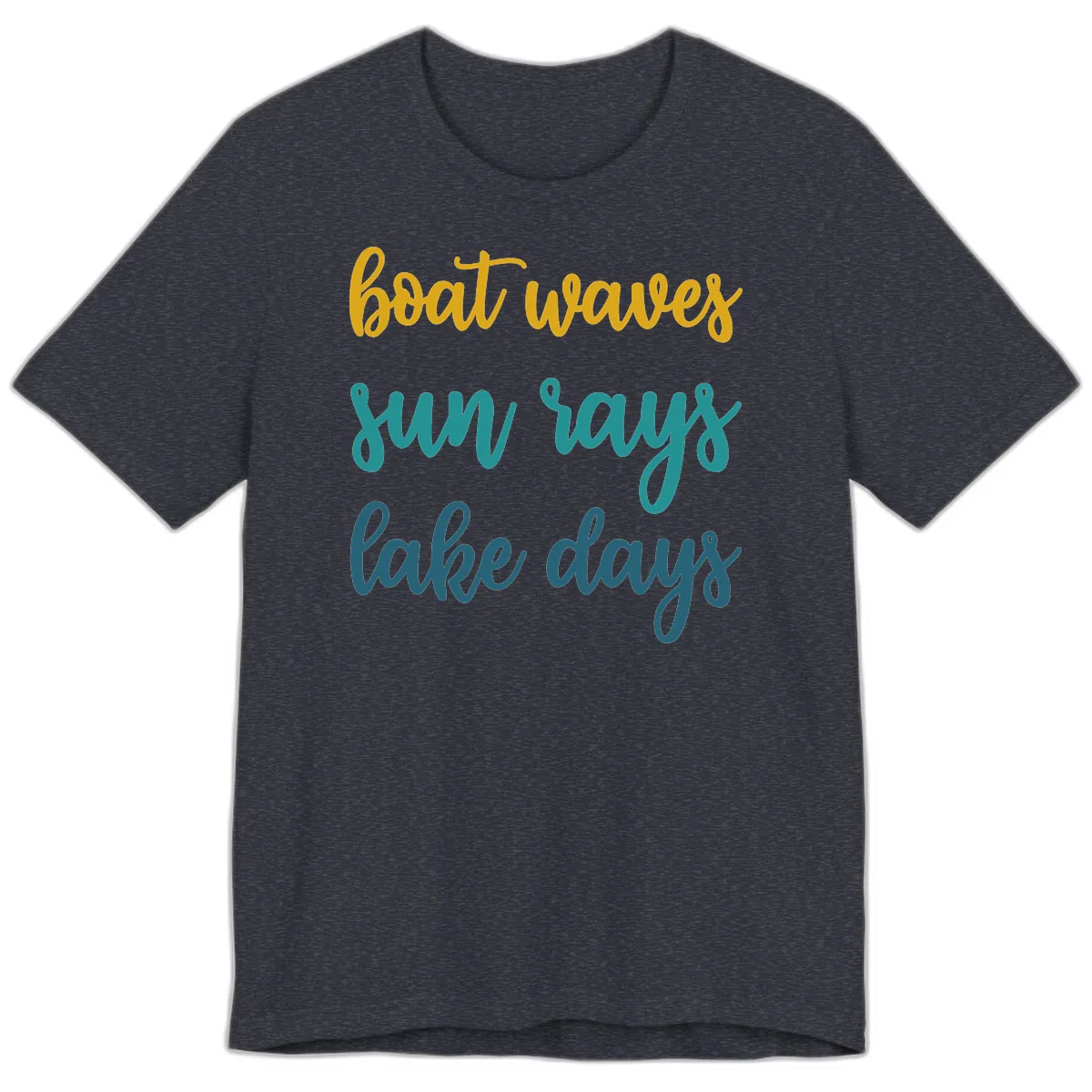 Boat Waves Sun Rays Lake Days Premium T-Shirt in Heather Navy