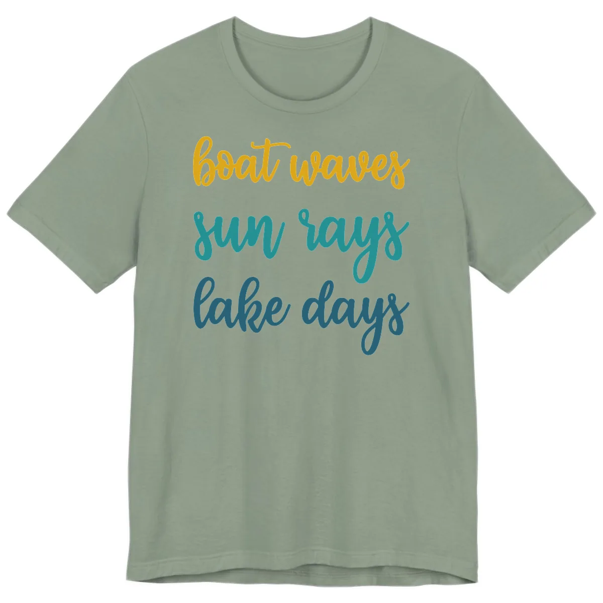 Boat Waves Sun Rays Lake Days Premium T-Shirt in Sage