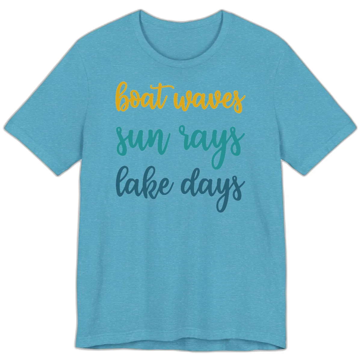 Boat Waves Sun Rays Lake Days Premium T-Shirt in Heather Aqua