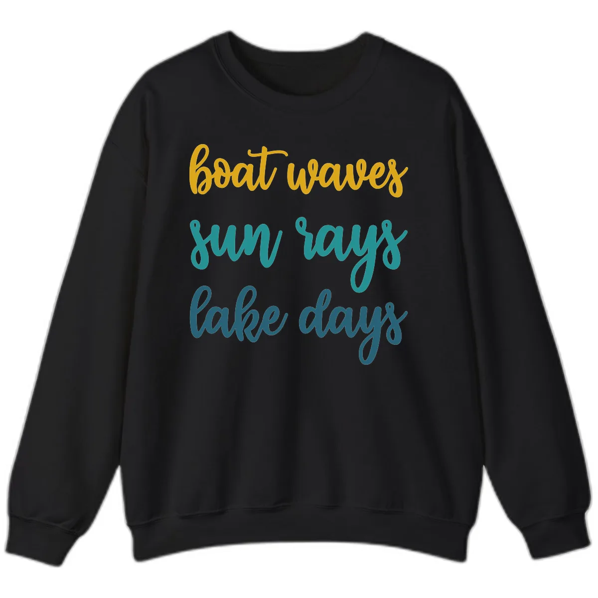 Boat Waves Sun Rays Lake Days Sweatshirt in Black