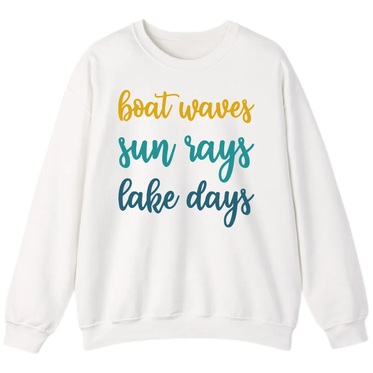 Boat Waves Sun Rays Lake Days Sweatshirt in White