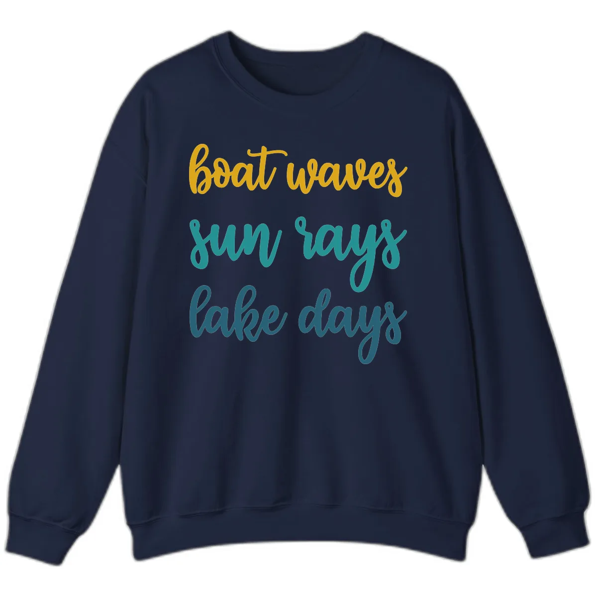 Boat Waves Sun Rays Lake Days Sweatshirt in Navy
