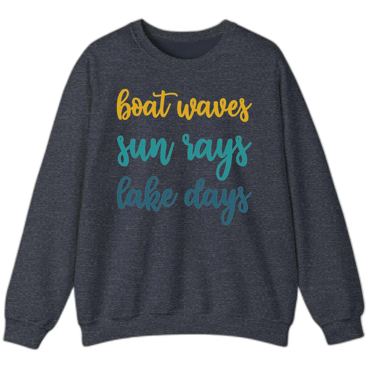 Boat Waves Sun Rays Lake Days Sweatshirt in Heather Sport Dark Navy