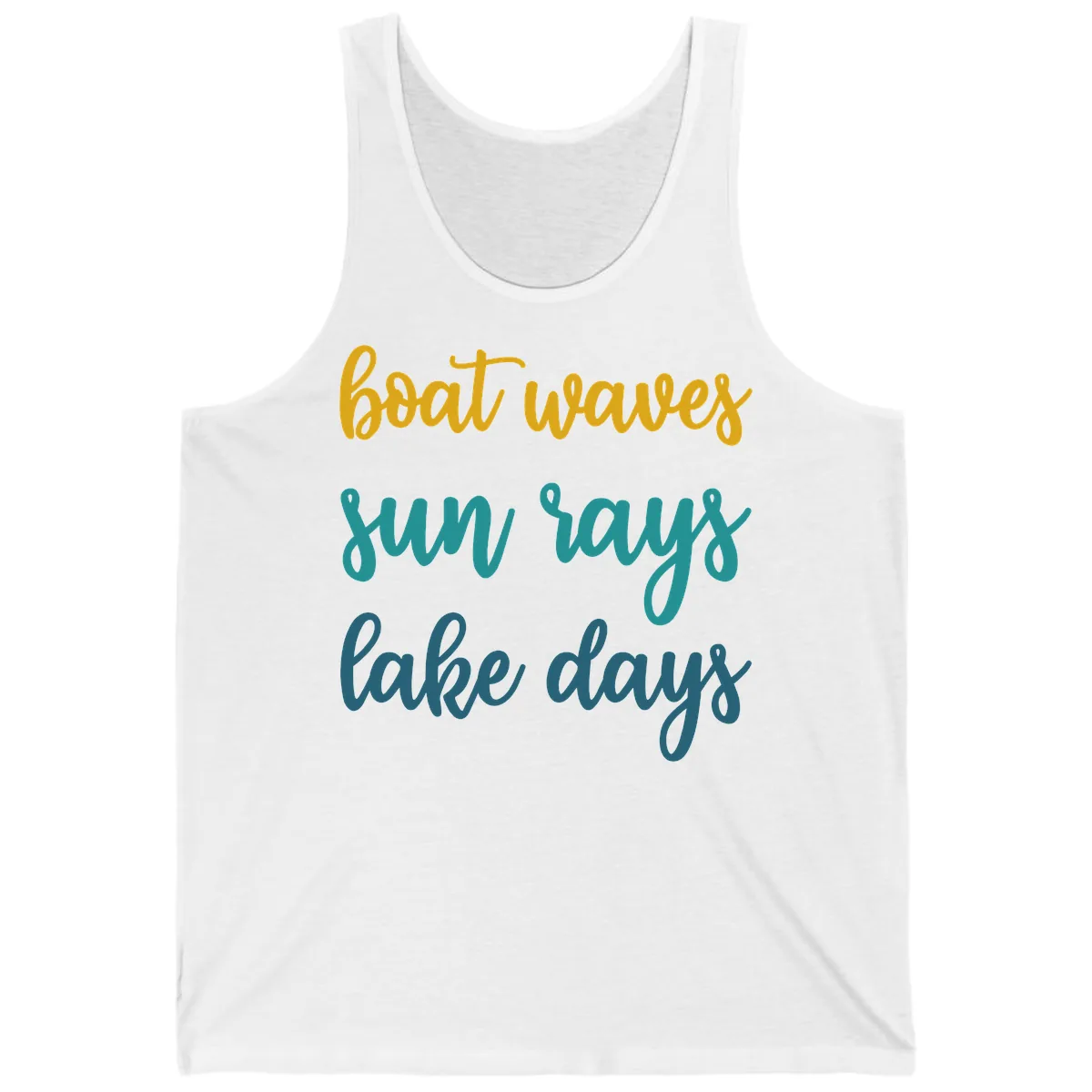 Boat Waves Sun Rays Lake Days Tank in White