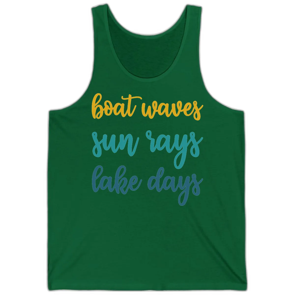 Boat Waves Sun Rays Lake Days Tank in Kelly