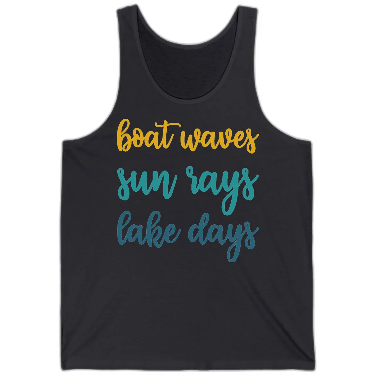 Boat Waves Sun Rays Lake Days Tank in Dark Grey