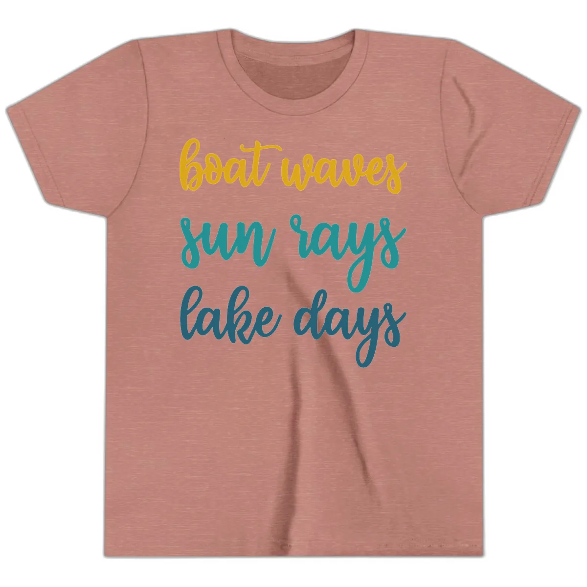 Boat Waves Sun Rays Lake Days Youth T-Shirt in Heather Mauve