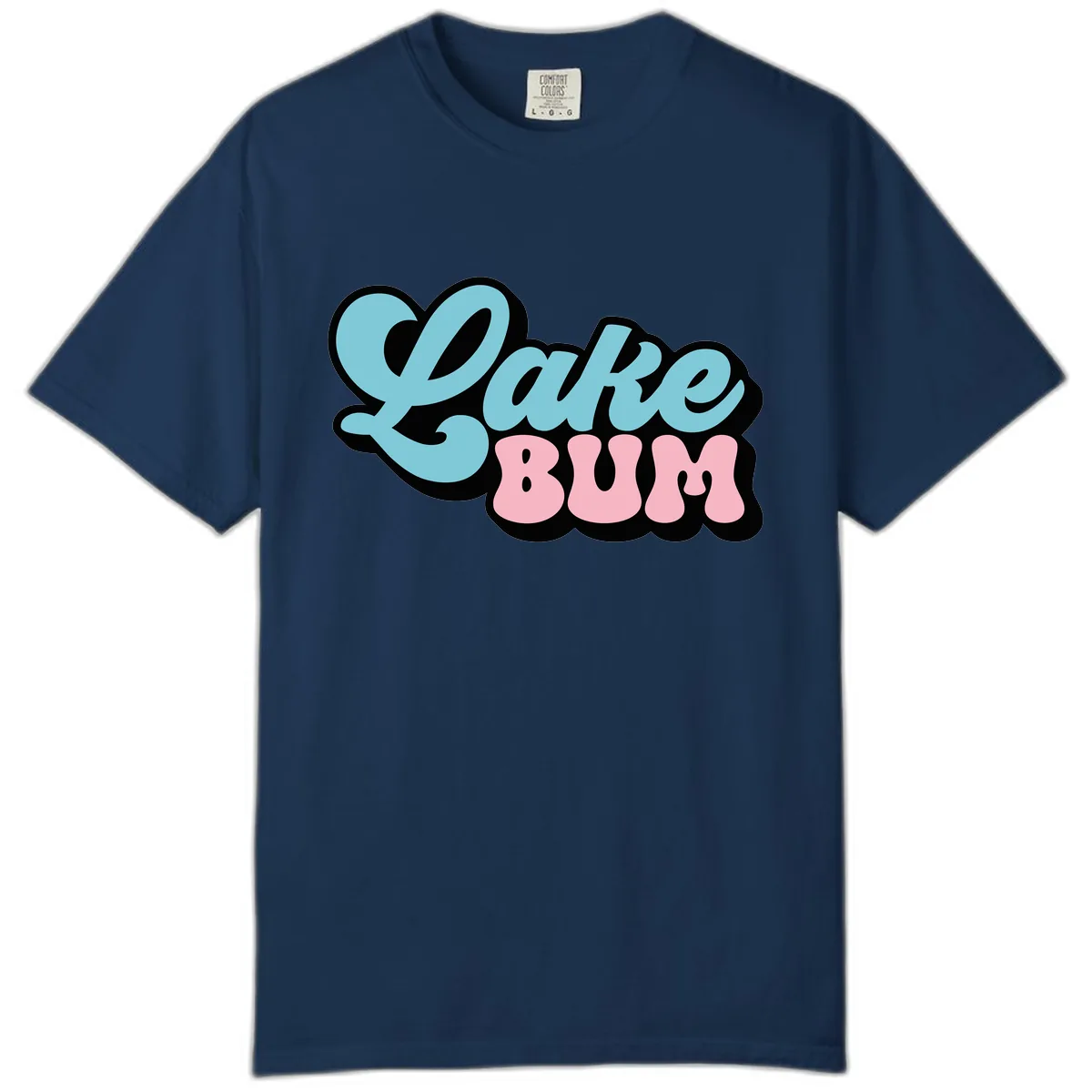 Lake Bum Retro Script Design Comfort Color in Navy