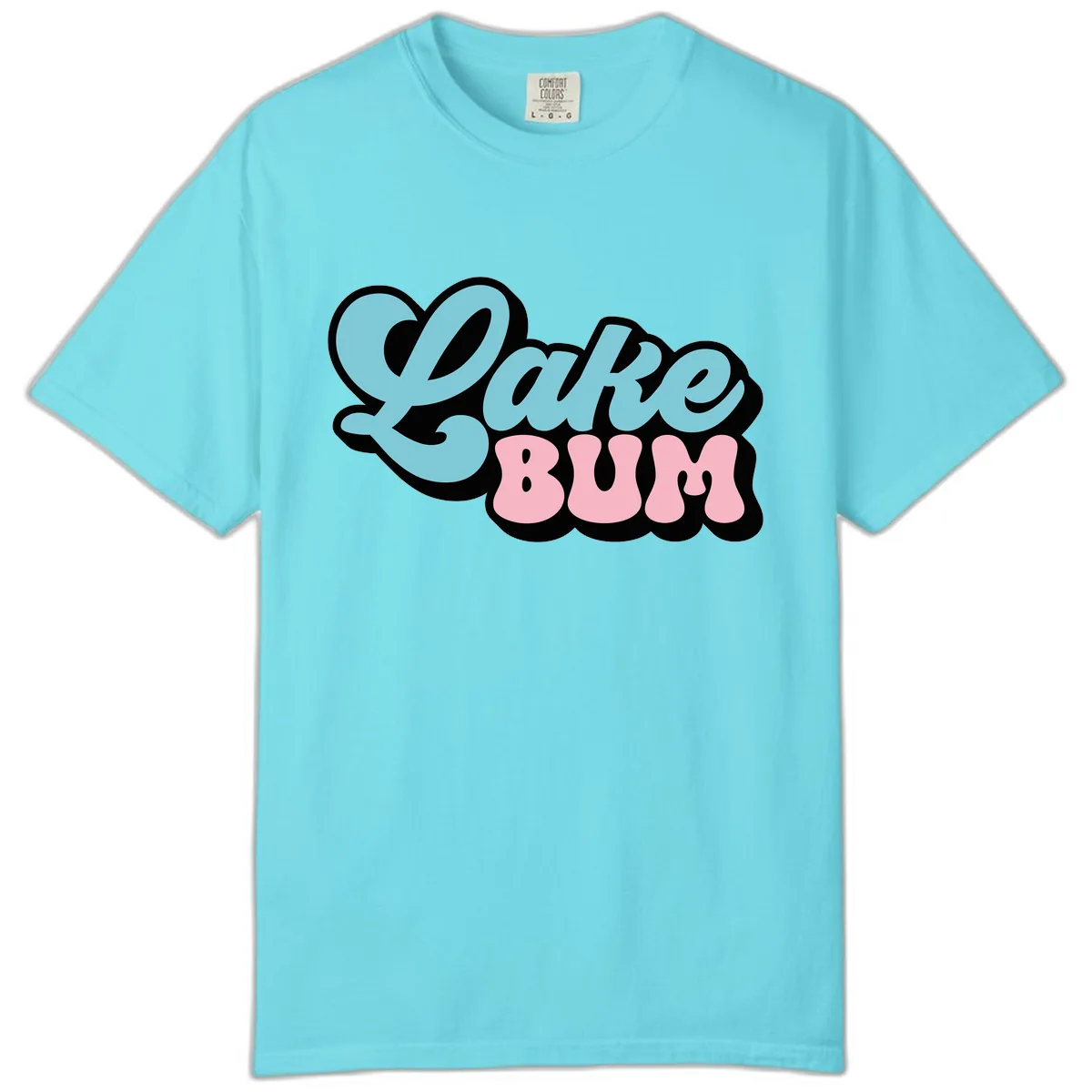 Lake Bum Retro Script Design Comfort Color in Lagoon Blue